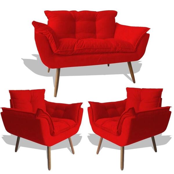 Kit Namoradeira + 2 Poltronas Heloisa Vizza Estofados Retrô