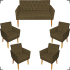Kit Namoradeira + 4 Poltronas Decorativas Para Sala Nina Com