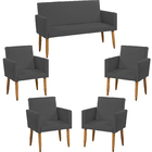 Kit Namoradeira + 4 Poltronas Decorativas Para Sala Nina Sued