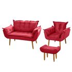 Kit Namoradeira + Poltrona + Puff Opala Platinum Decor Suede