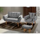 Kit Namoradeira + Poltrona + Puff Opala Platinum Decor Suede