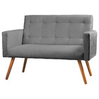 Kit Namoradeira + Puff Decorativo Sabrina Veludo Cinza Chumbo