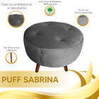 Kit Namoradeira + Puff Decorativo Sabrina Veludo Cinza Chumbo