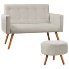 Kit Namoradeira + Puff Decorativo Sabrina Veludo Star Confort