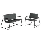 Kit Namoradeira Com Poltrona Sintra Industrial Preto/suede Ci