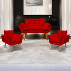 Kit Namoradeira Decorativa + 2 Poltronas Para Sala Recepção M