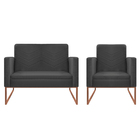 Kit Namoradeira E 01 Poltrona Bella Base De Ferro Bronze Linh