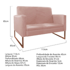 Kit Namoradeira E 01 Poltrona Bella Base De Ferro Bronze Sued