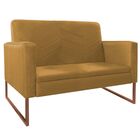 Kit Namoradeira E 01 Poltrona Bella Base De Ferro Bronze Sued