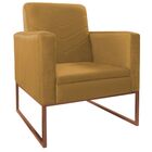 Kit Namoradeira E 01 Poltrona Bella Base De Ferro Bronze Sued