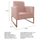 Kit Namoradeira E 01 Poltrona Bella Base De Ferro Bronze Sued