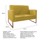 Kit Namoradeira E 01 Poltrona Bella Base De Ferro Bronze Sued