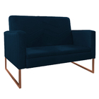 Kit Namoradeira E 01 Poltrona Bella Base De Ferro Bronze Sued