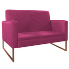 Kit Namoradeira E 01 Poltrona Bella Base De Ferro Bronze Sued