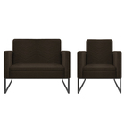 Kit Namoradeira E 01 Poltrona Bella Base De Ferro Preta Coran