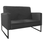 Kit Namoradeira E 01 Poltrona Bella Base De Ferro Preta Linho