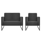 Kit Namoradeira E 01 Poltrona Bella Base De Ferro Preta Linho