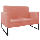 Kit Namoradeira E 01 Poltrona Bella Base De Ferro Preta Suede