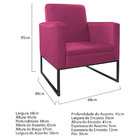 Kit Namoradeira E 01 Poltrona Bella Base De Ferro Preta Suede