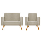 Kit Namoradeira E 01 Poltrona Bella Pés Palito Mel Corano Beg