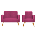 Kit Namoradeira E 01 Poltrona Bella Pés Palito Mel Suede - Am