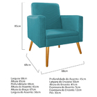 Kit Namoradeira E 01 Poltrona Bella Pés Palito Mel Suede Azul