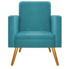 Kit Namoradeira E 01 Poltrona Bella Pés Palito Mel Suede Azul