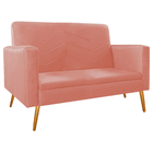 Kit Namoradeira E 01 Poltrona Bella Pés Palito Mel Suede Cora