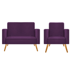 Kit Namoradeira E 01 Poltrona Bella Pés Palito Mel Suede - Do