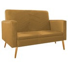 Kit Namoradeira E 01 Poltrona Bella Pés Palito Mel Suede Most