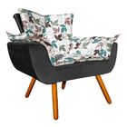 Kit Namoradeira E 01 Poltrona Opala Folhas D68 E Veludo Preto