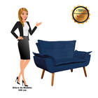 Kit Namoradeira E 01 Poltrona Opala Suede Base Giratória Pés