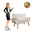 Kit Namoradeira E 01 Poltrona Opala Suede Base Giratória Pés