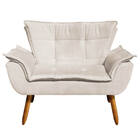 Kit Namoradeira E 01 Poltrona Opala Suede Base Giratória Pés