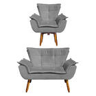 Kit Namoradeira E 01 Poltrona Opala Suede Base Giratória Pés