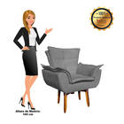 Kit Namoradeira E 01 Poltrona Opala Suede Base Giratória Pés