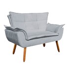 Kit Namoradeira E 01 Poltrona Opala Suede Cinza Pés Palito Ca