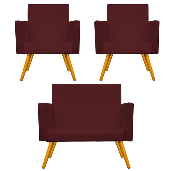 Kit Namoradeira E 02 Poltronas Beatriz Palito Mel Corano Bord