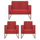 Kit Namoradeira E 02 Poltronas Bella Base De Ferro Bronze Cor