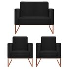 Kit Namoradeira E 02 Poltronas Bella Base De Ferro Bronze Cor