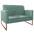 Kit Namoradeira E 02 Poltronas Bella Base De Ferro Bronze Lin