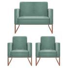 Kit Namoradeira E 02 Poltronas Bella Base De Ferro Bronze Lin