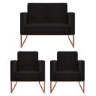 Kit Namoradeira E 02 Poltronas Bella Base De Ferro Bronze Sue