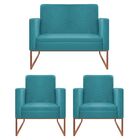 Kit Namoradeira E 02 Poltronas Bella Base De Ferro Bronze Sue