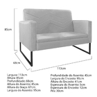 Kit Namoradeira E 02 Poltronas Bella Base De Ferro Preta Cora