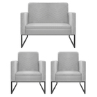 Kit Namoradeira E 02 Poltronas Bella Base De Ferro Preta Cora