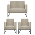 Kit Namoradeira E 02 Poltronas Bella Base De Ferro Preta Cora