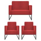 Kit Namoradeira E 02 Poltronas Bella Base De Ferro Preta Cora