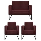 Kit Namoradeira E 02 Poltronas Bella Base De Ferro Preta Cora