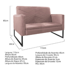 Kit Namoradeira E 02 Poltronas Bella Base De Ferro Preta Linh